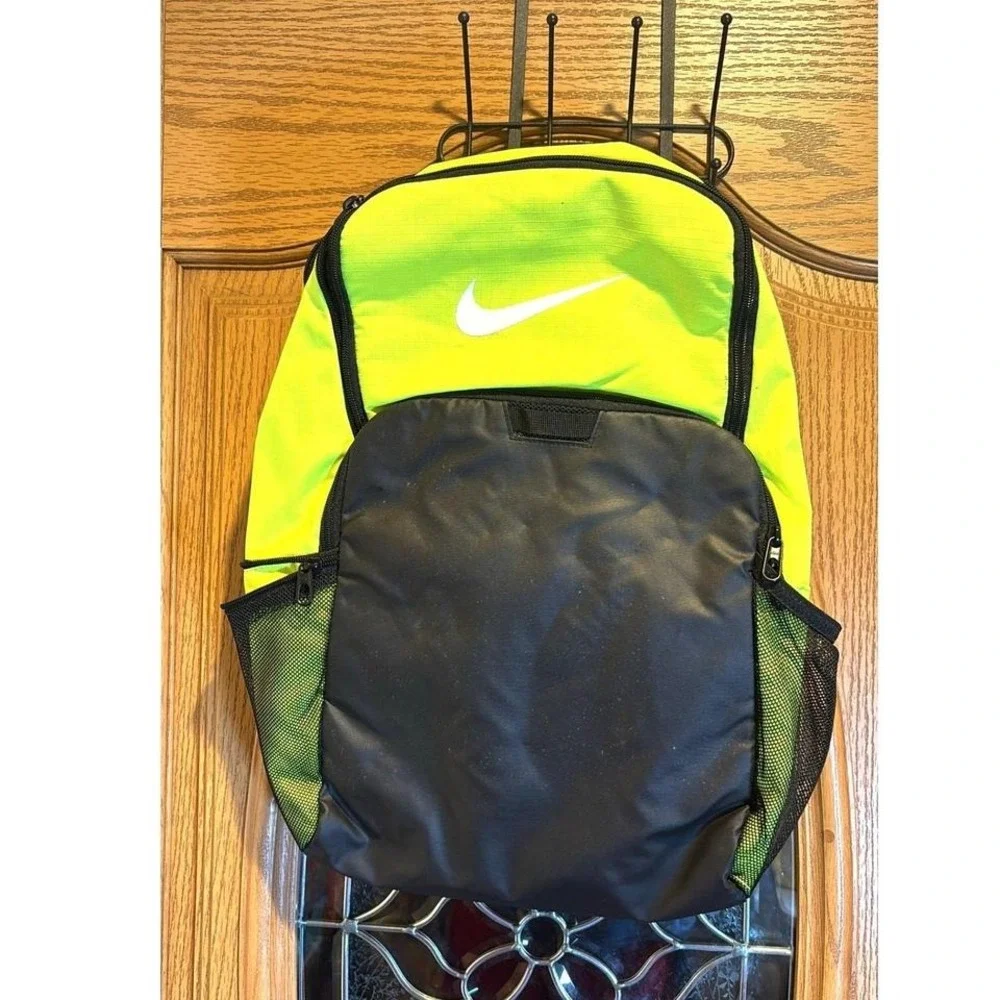 Nike Backpack Neon Yellow Black Swoosh Logo Sport School Travel